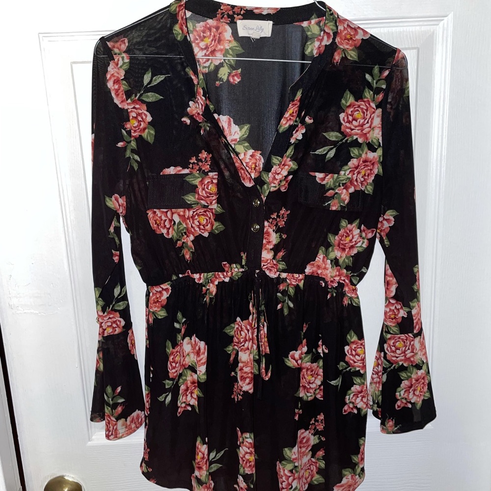 Siren Lily Maternity Floral Long Sleeve Blouse